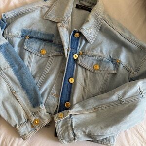 Versace Light Blue Denim Jacket with Gold Buttons